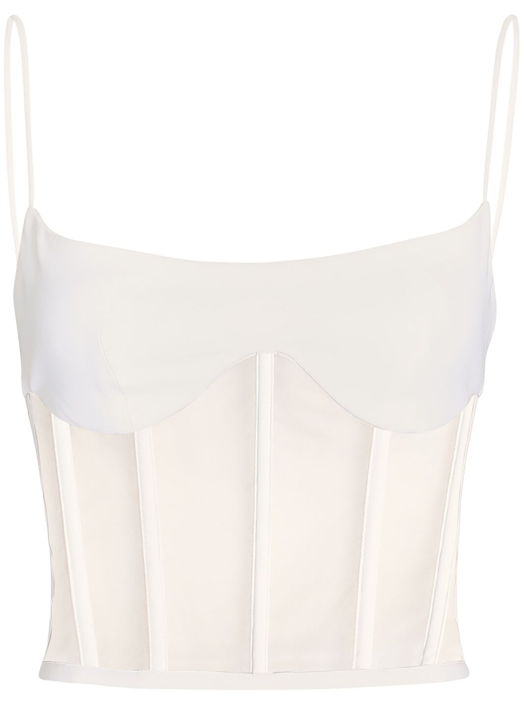 Tulle-Trimmed Crepe Corset Top