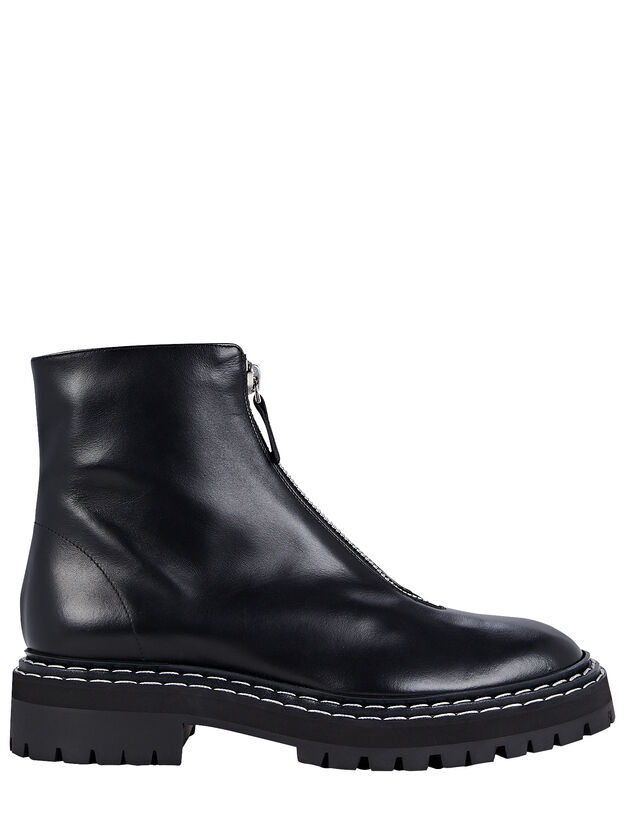 Zip-Front Leather Ankle Boots
