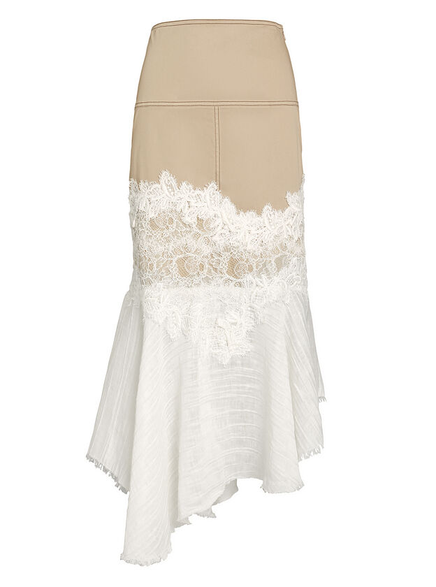 Beretti Lace-Trimmed Asymmetrical Skirt
