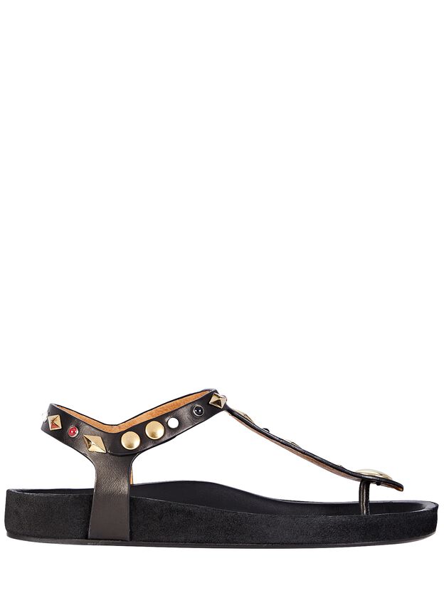 Enore Studded Leather Thong Sandals