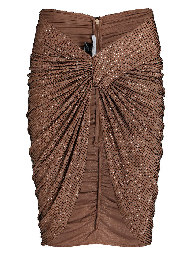 Ruched Crystal-Embellished Mini Skirt