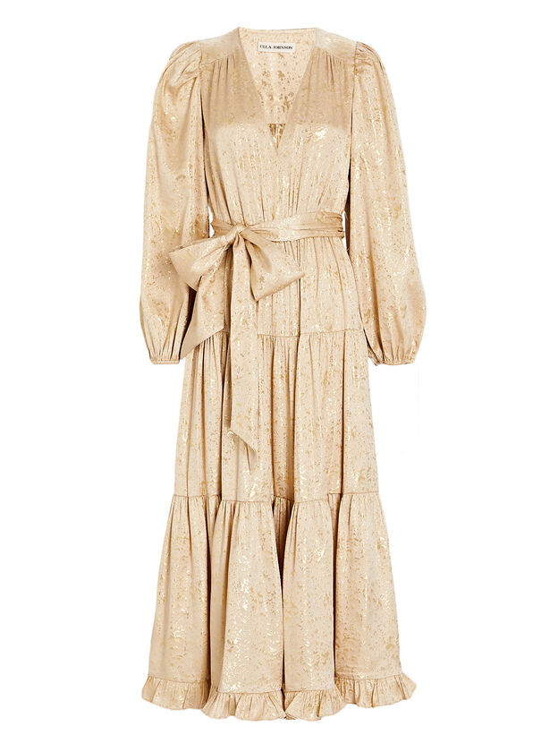 Helena Gilded Silk Midi Dress