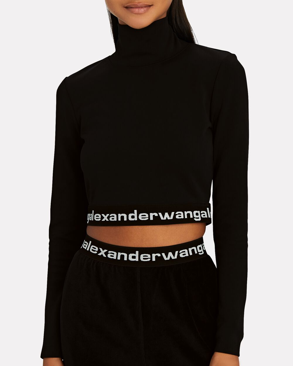 Alexander Wang Long Sleeve Logo Crop Top