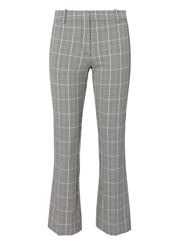 Plaid Cropped Flare Trousers