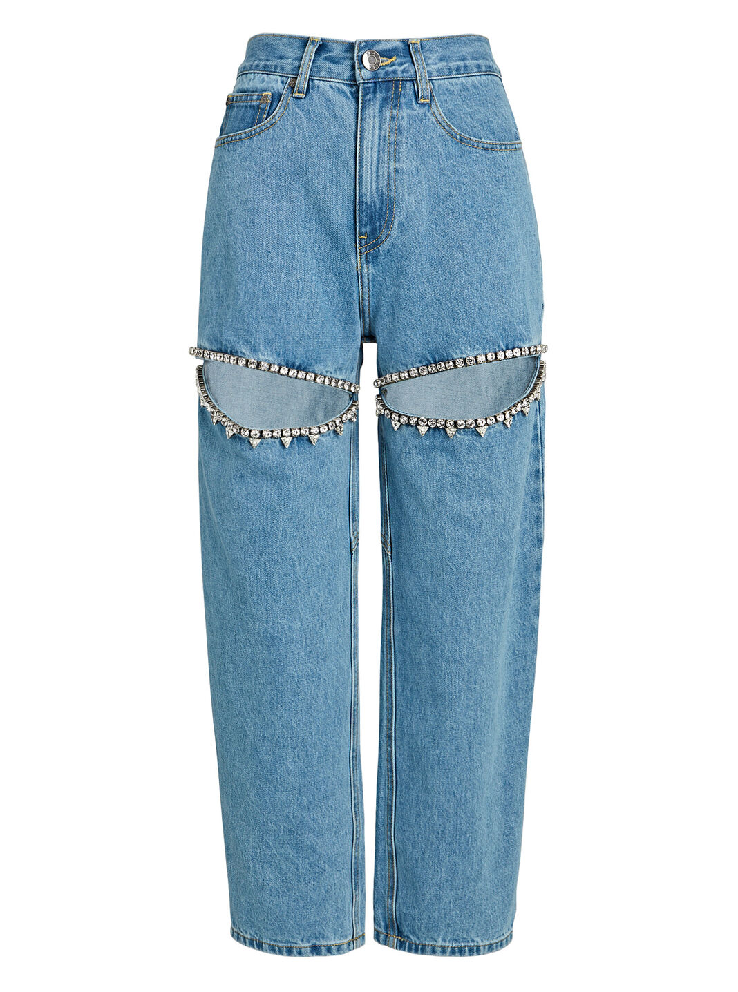 Crystal Slit High-Rise Jeans