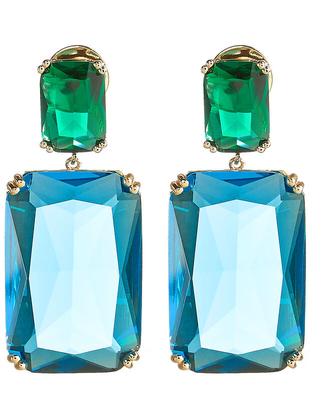Rectangle Color Crystal Earrings