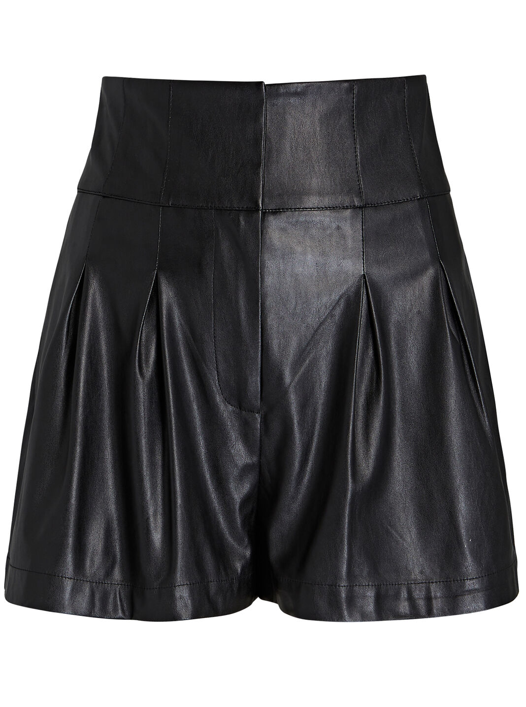 Kitty Pleated Faux Leather Shorts