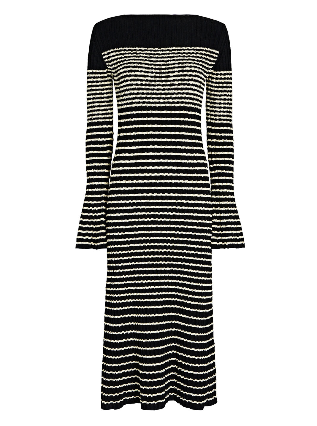 Striped Boucl&eacute; Knit Midi Dress