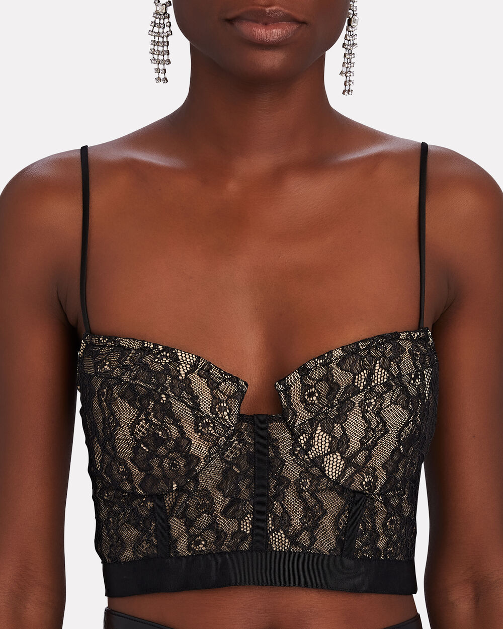 Jonathan Simkhai Shirley Lace Bustier Top In Black