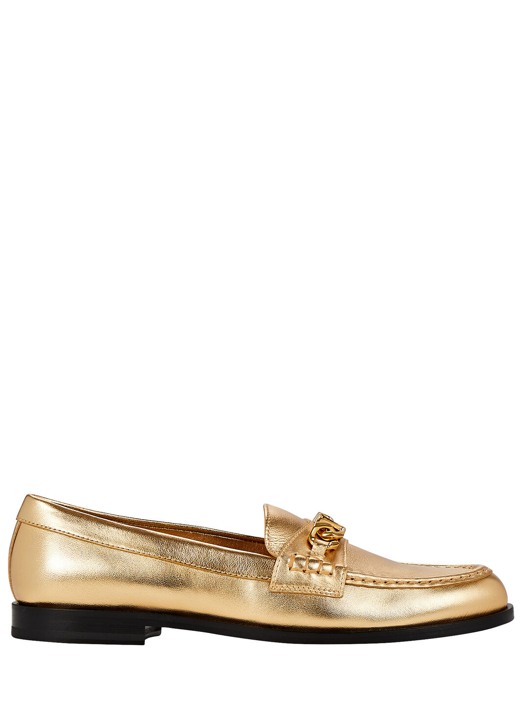 Vlogo Chain Metallic Leather Loafers