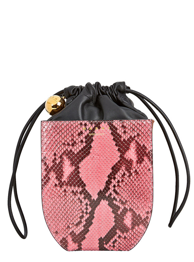 Coffer Snake-Embossed Drawstring Bucket Bag