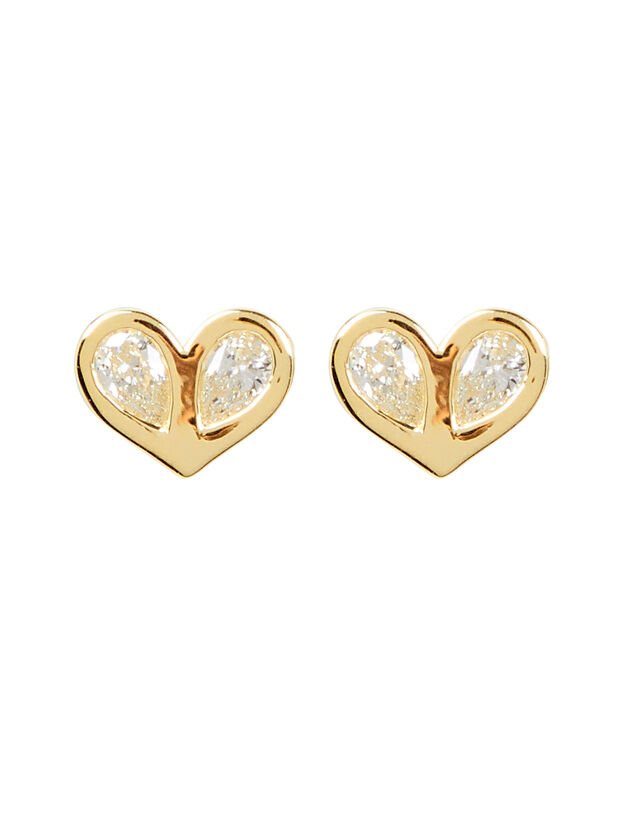 Stacking Diamond Heart Stud Earrings