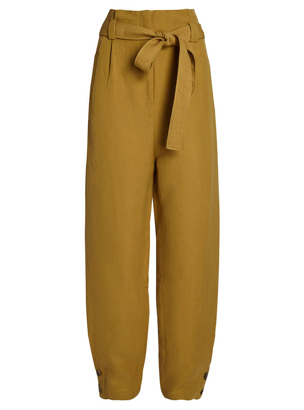 High-Rise Silk-Linen Pants