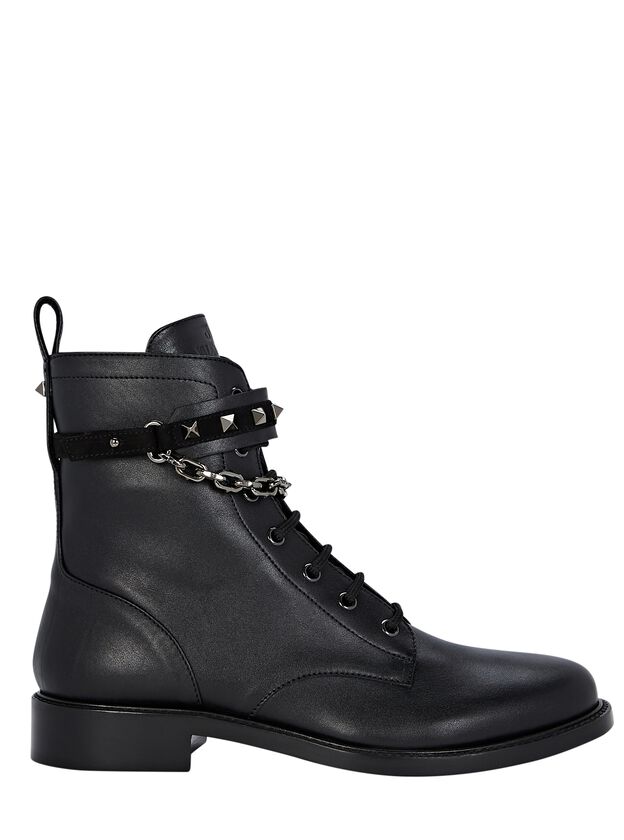 Rockstud Leather Combat Boots