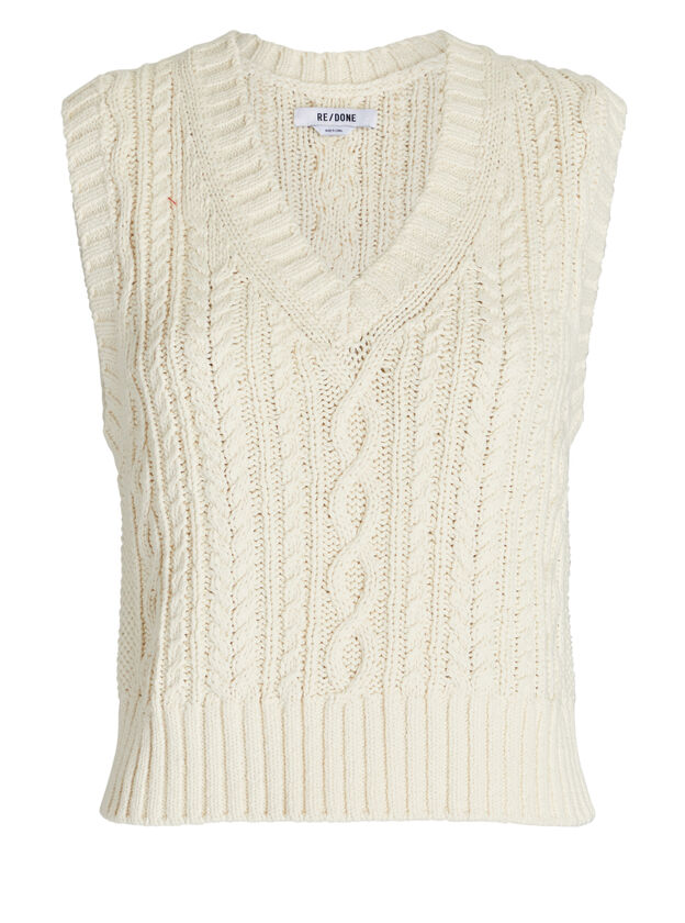 60s Cable Knit Cotton Sweater Vest