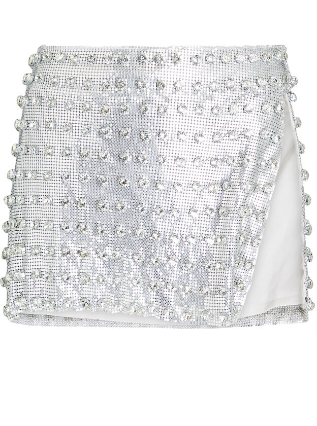 Deandra Crystal-Embellished Chainmail Mini Skirt