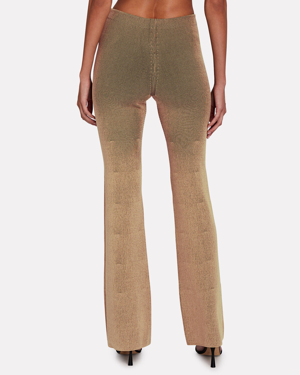Dion Lee Two-Tone Ribbed Flared Pants In Beige
