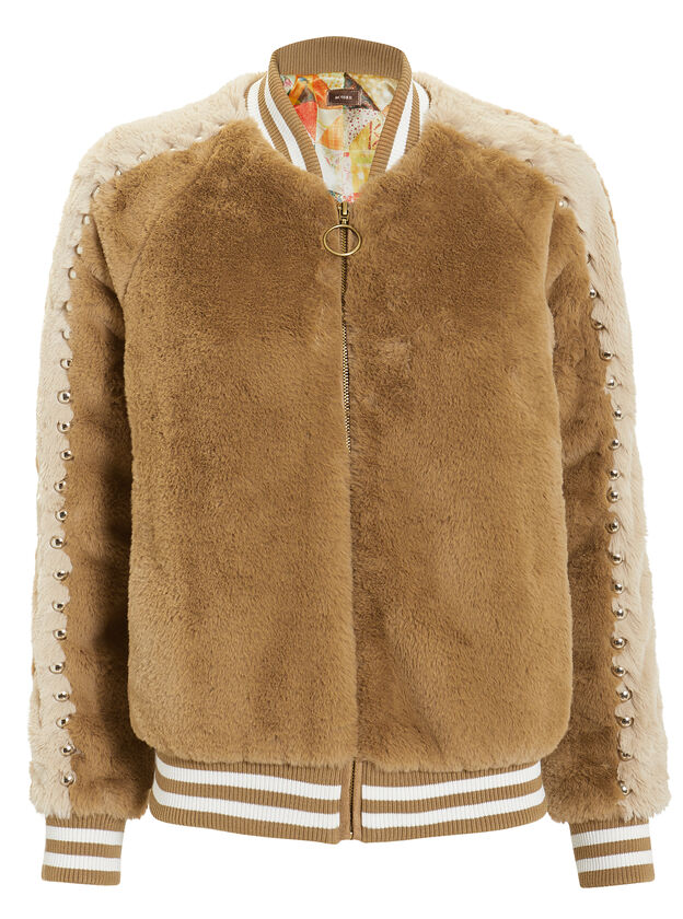 Letterman Faux Fur Jacket