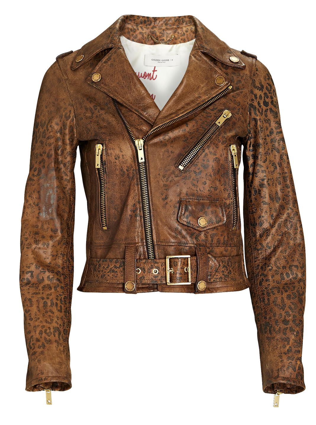 Leopard Leather Moto Jacket