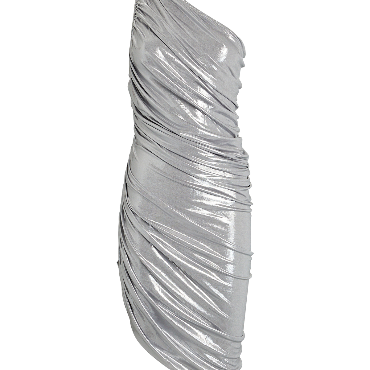 Norma Kamali Diana Ruched Mini Dress In Silver | INTERMIX®