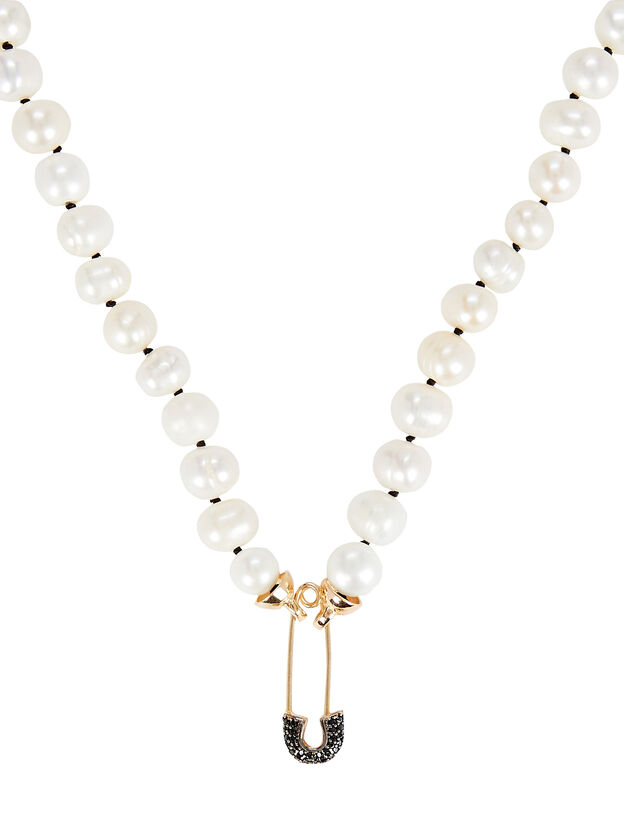 Jazzy Pearl Safety Pin Necklace