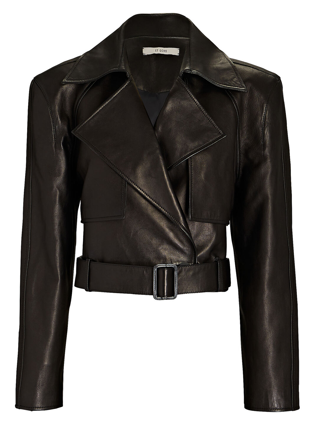 Parker Belted Cropped Leather Jacket