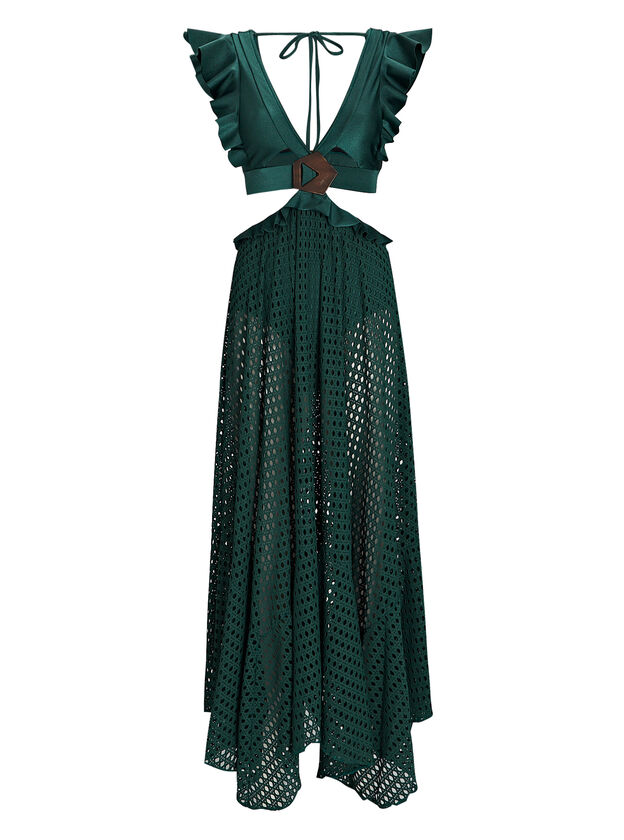 x Alessandra Ambrosio Ruffled Cut-Out Maxi Dress
