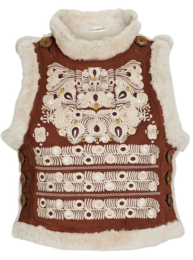Cosmo Embroidered Shearling Vest