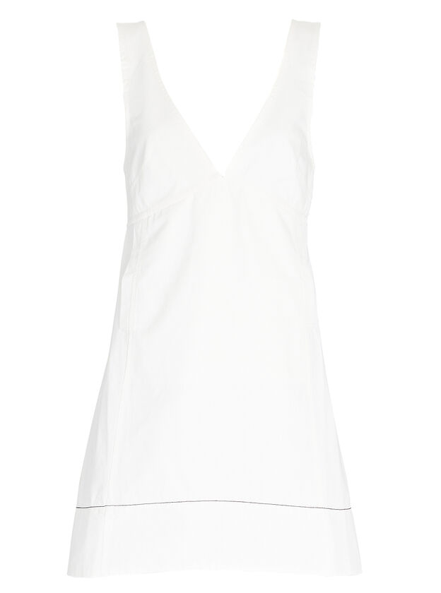 V-Neck Cotton-Linen Mini Dress