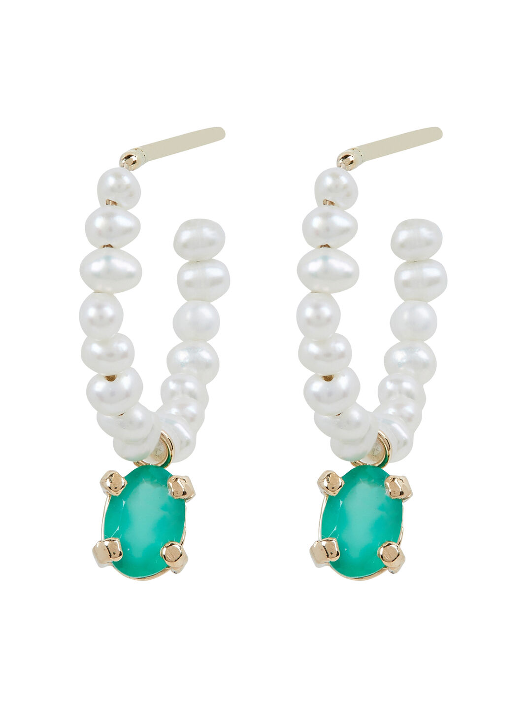 Almira Darling Pearl &amp; Agate Huggie Earrings