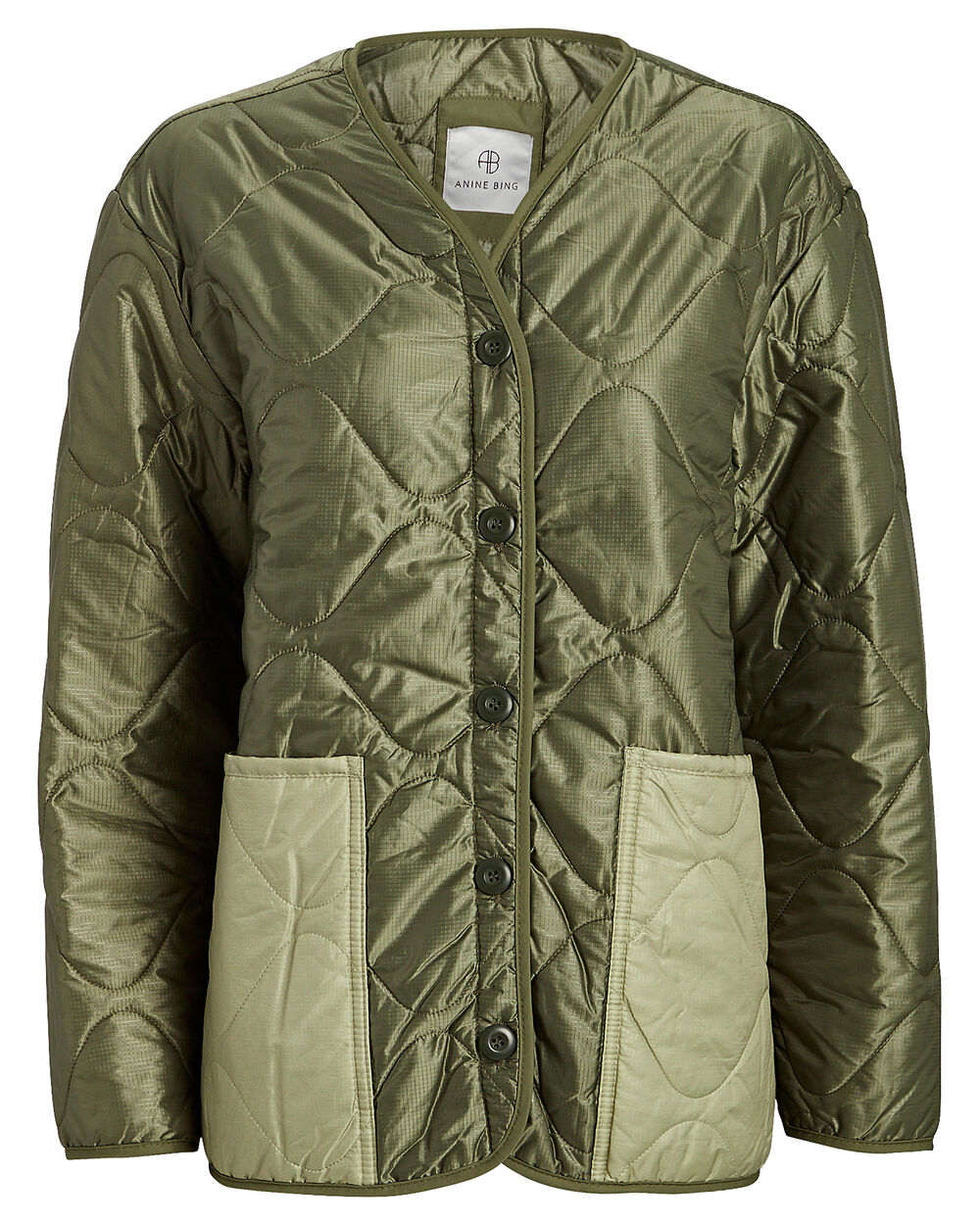 ANINE BING Andy Monogram quilted bomber jacket, Green