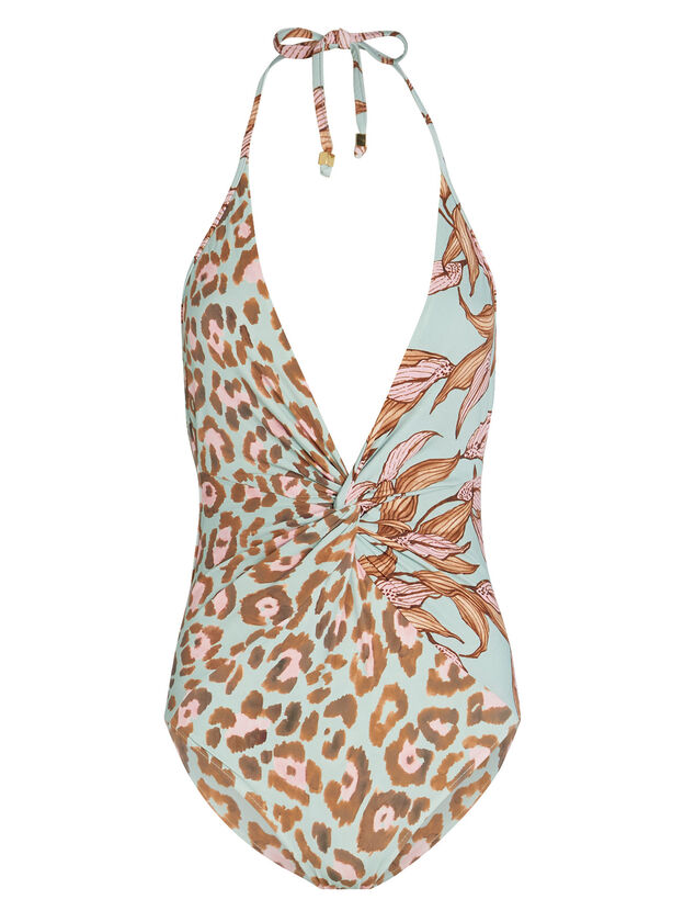 Mixed Print One-Piece Swimsuit