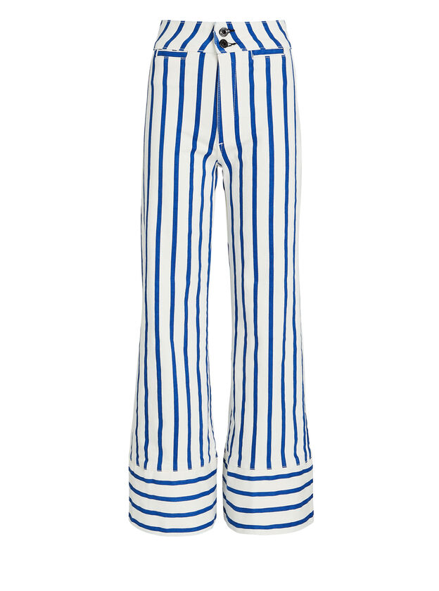 Brighton Striped High-Rise Wide-Leg Jeans