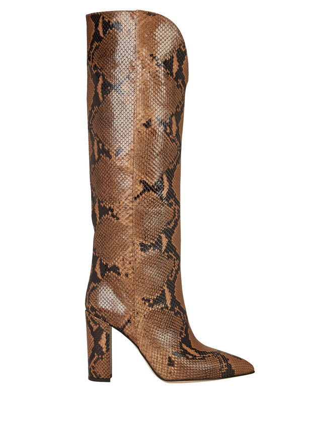 Python-Embossed Leather Knee-High Boots