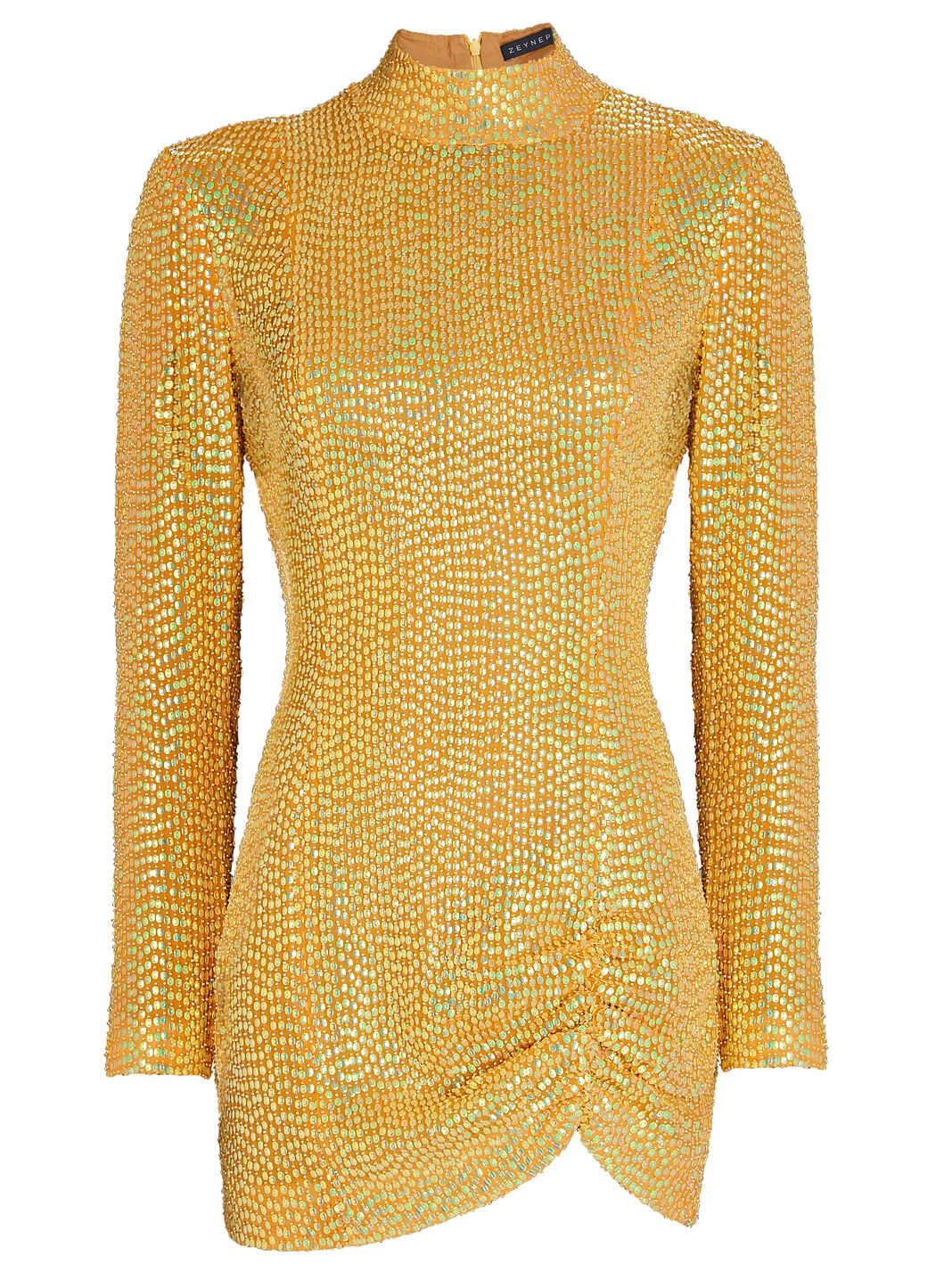 Ruched Sequined Silk Mini Dress
