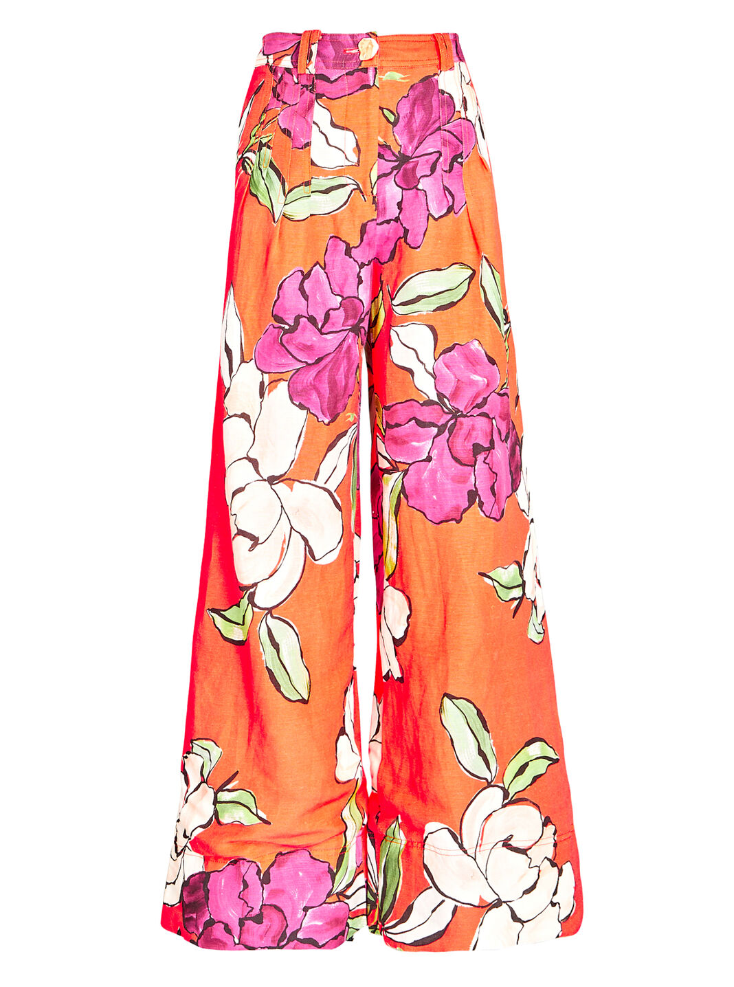 Dazzling Floral Linen-Blend Wide-Leg Pants