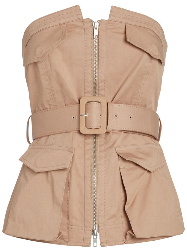 Belted Strapless Trench Top