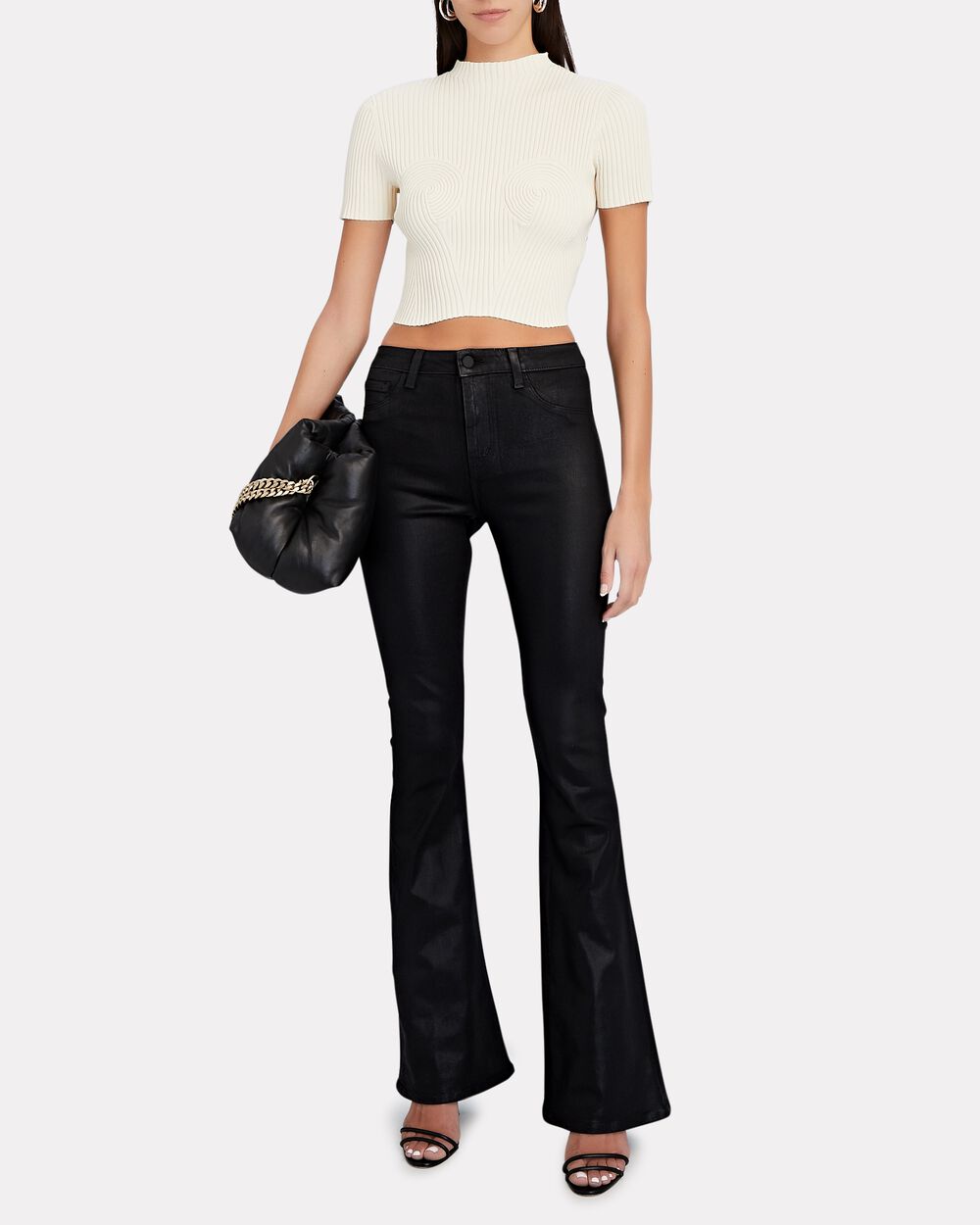 L'Agence Marty Coated High-Rise Flared Jeans