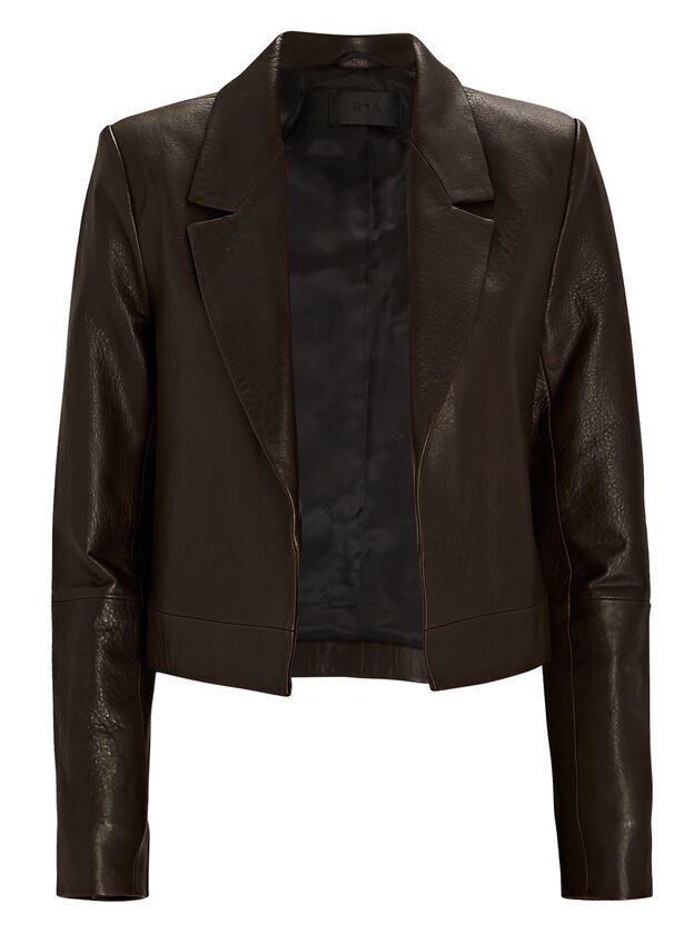 Wynn Cropped Leather Blazer