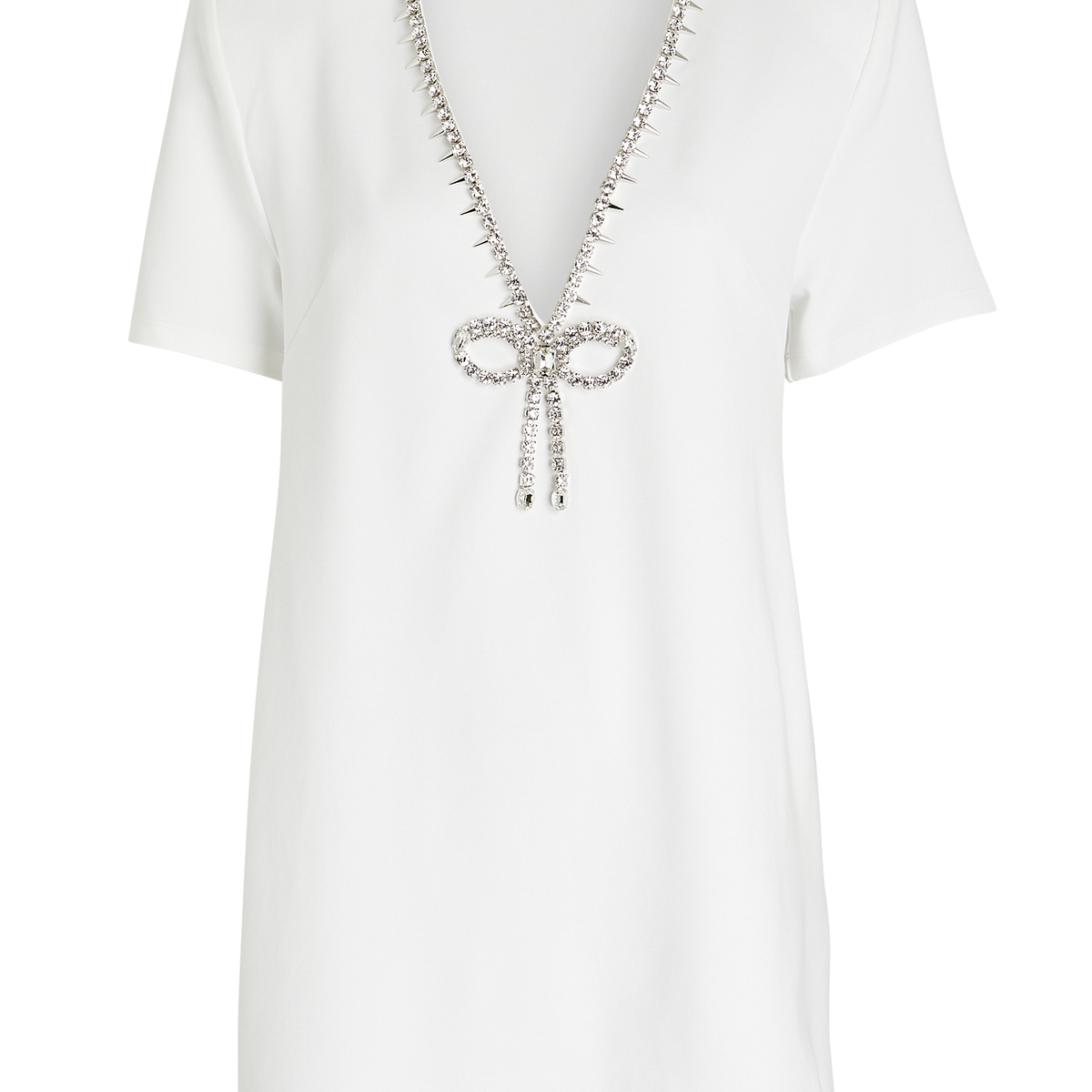 AREA Crystal-Embellished Mini T-Shirt Dress