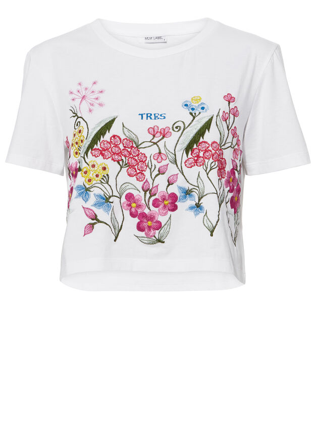 Tres Floral Embroidery Tee