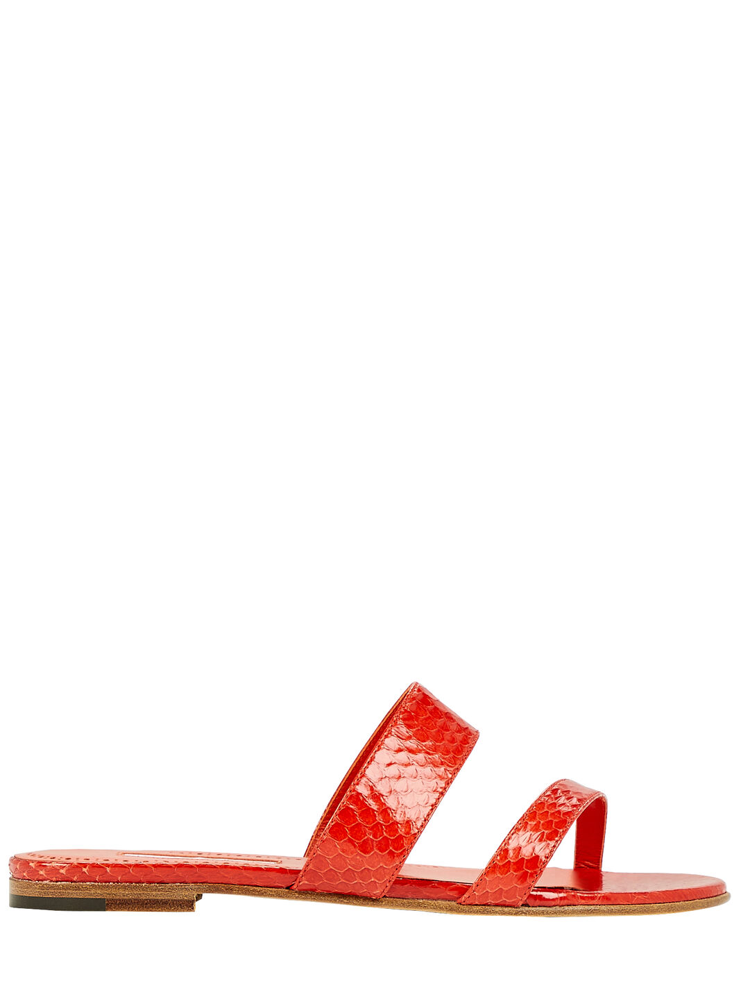 Serrato Snake-Embossed Strappy Slide Sandals