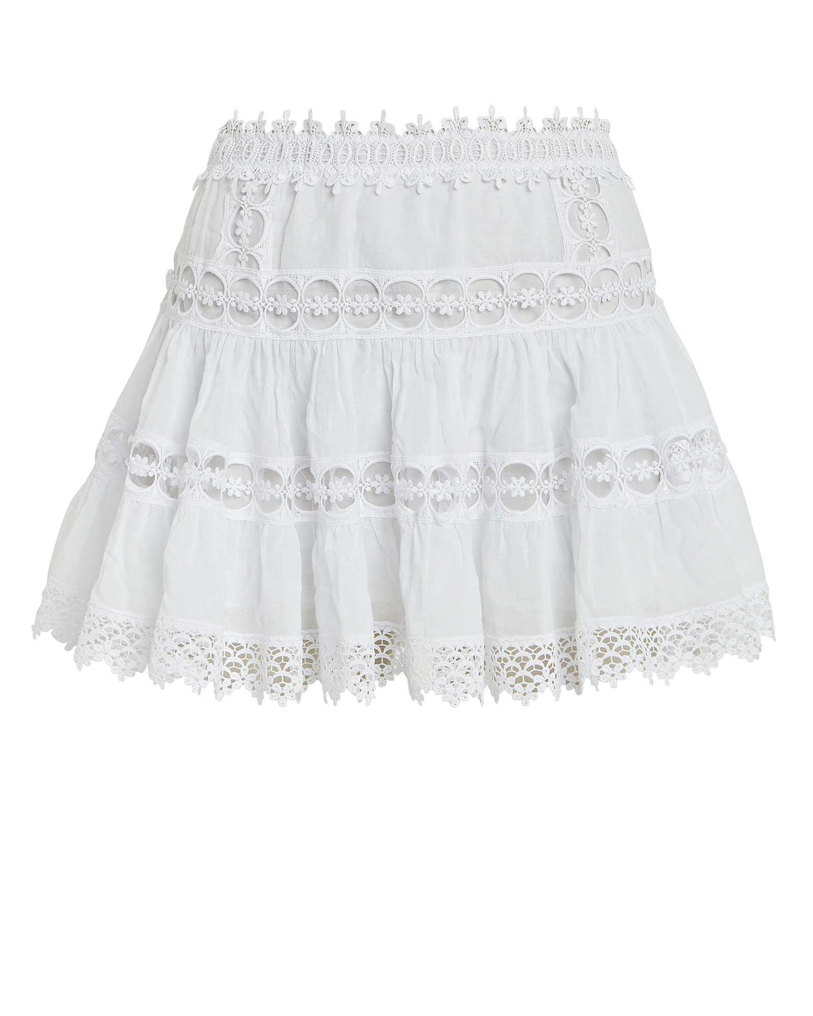Charo Ruiz | Greta Lace-Trimmed Mini Skirt in White | INTERMIX®
