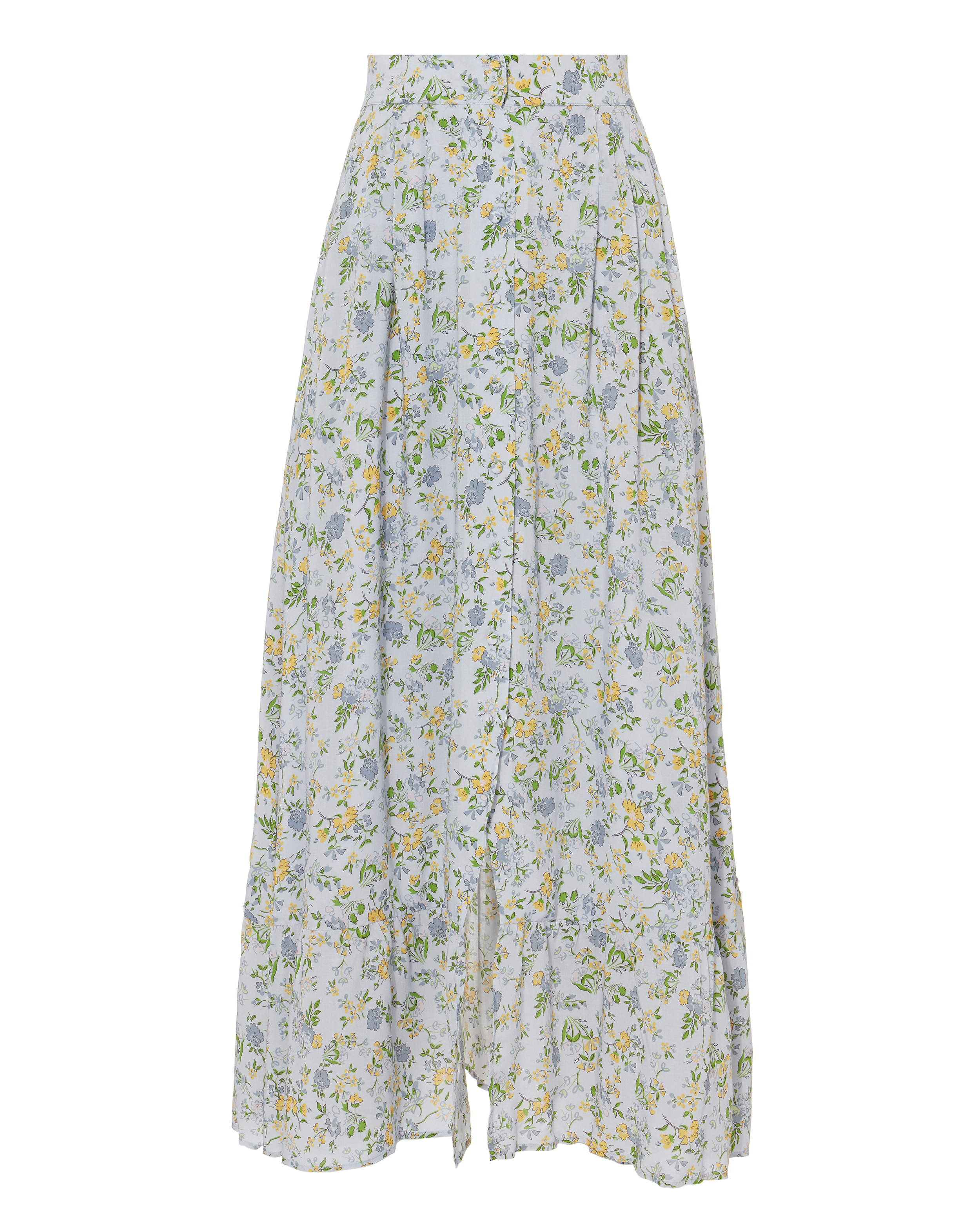Button Front Midi Floral Skirt