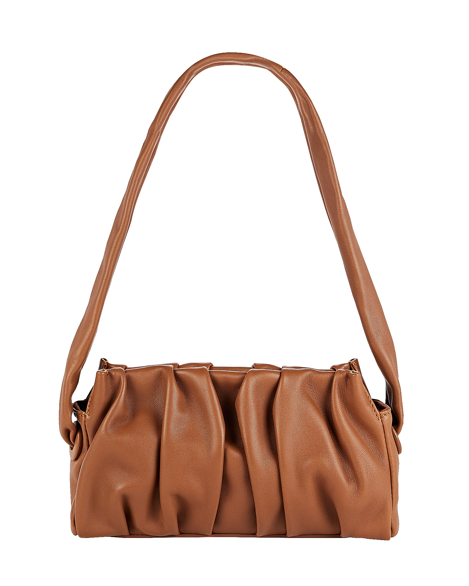 Elleme Vague Pleated Leather Clutch In Light Brown