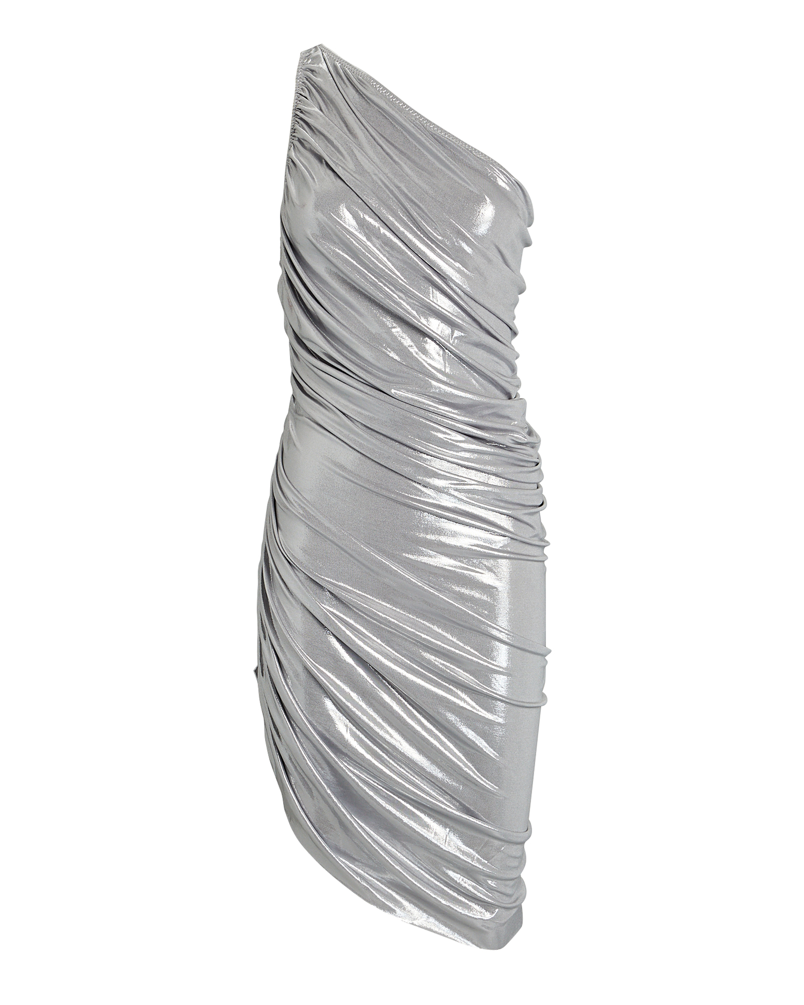 Norma Kamali Diana Ruched Mini Dress In Silver | INTERMIX®
