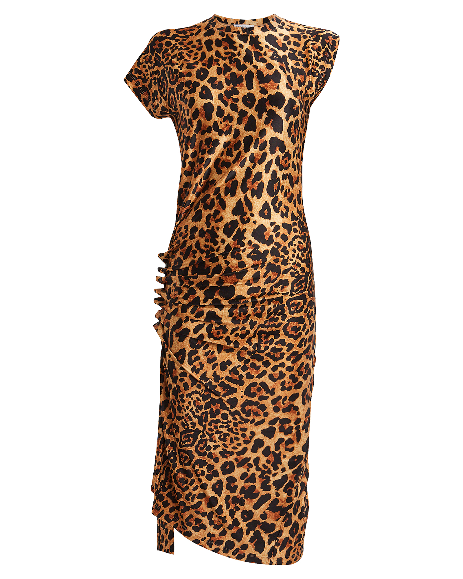 Paco Rabanne Leopard Jersey Midi Dress In Brown