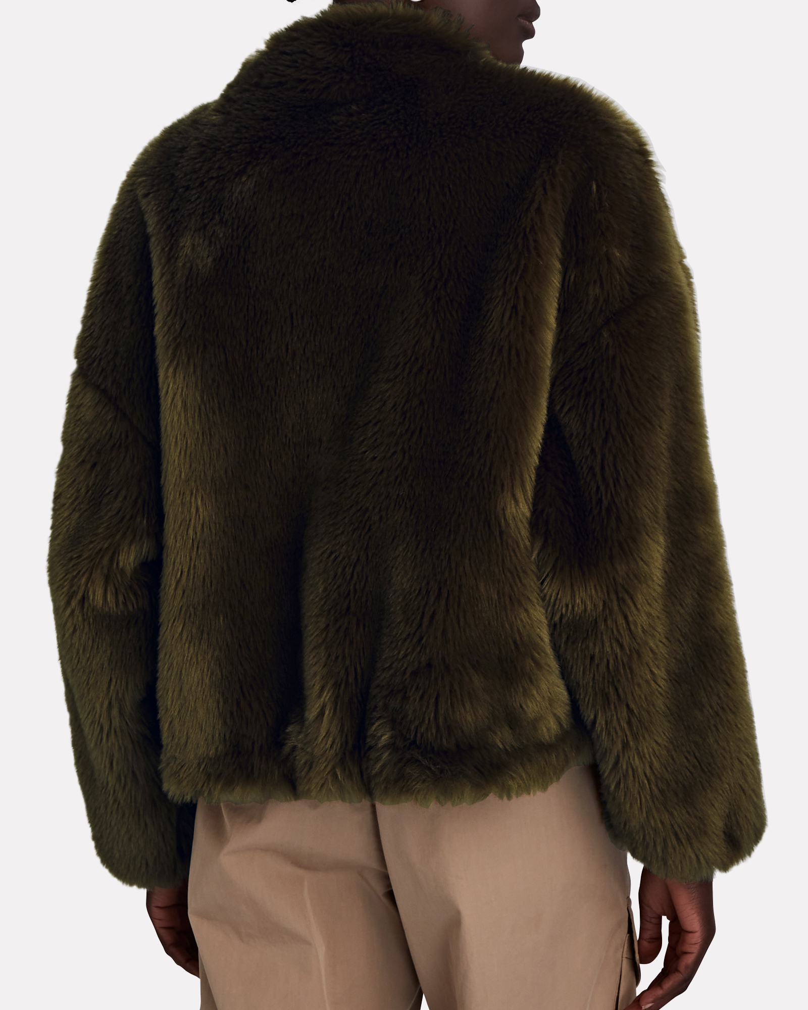 PROENZA SCHOULER WHITE LABEL Synthetic Faux Fur Cropped Jacket in Green Womens Clothing Jackets Fur jackets 