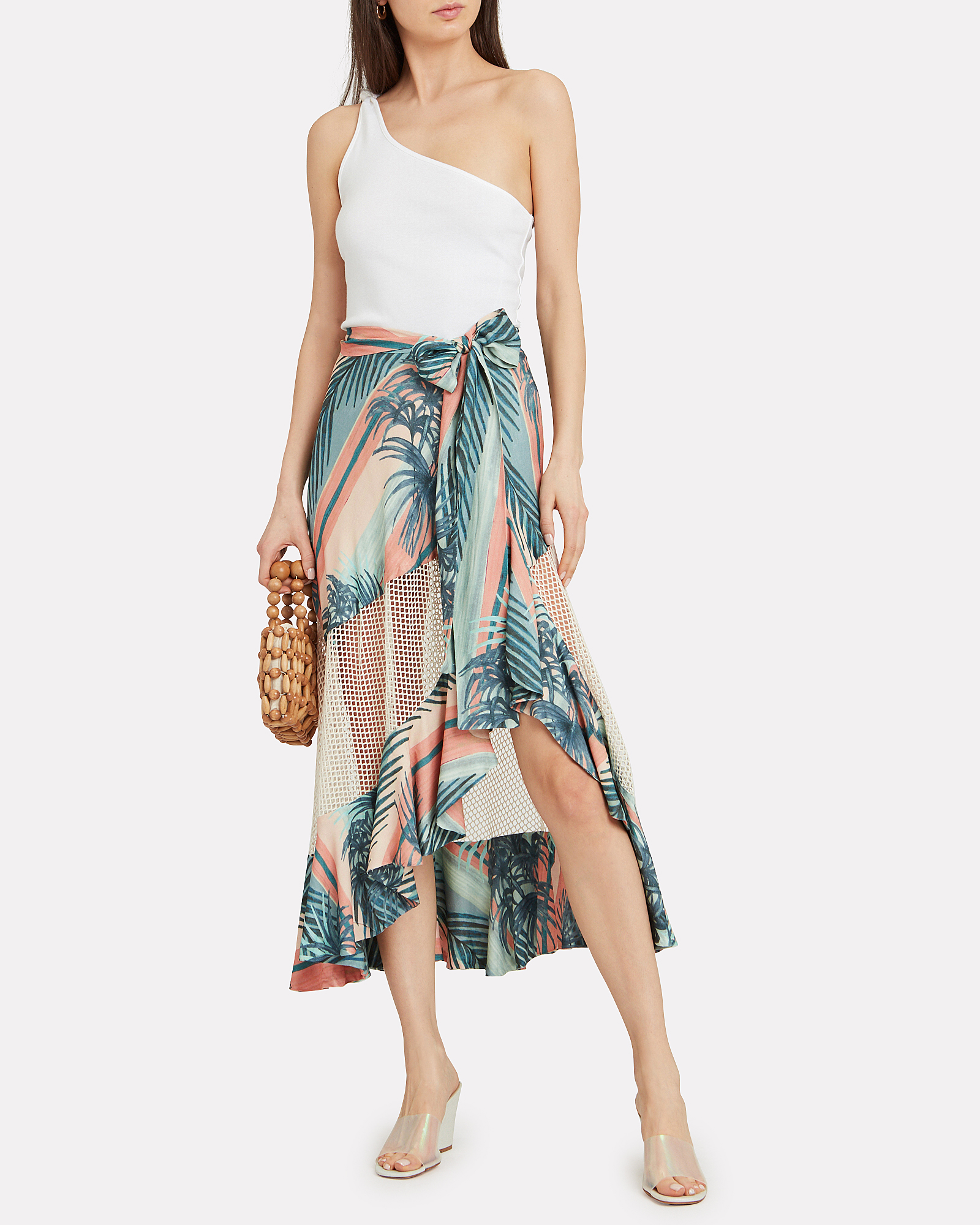 Sunset Stripe Mesh Midi Skirt | INTERMIX®