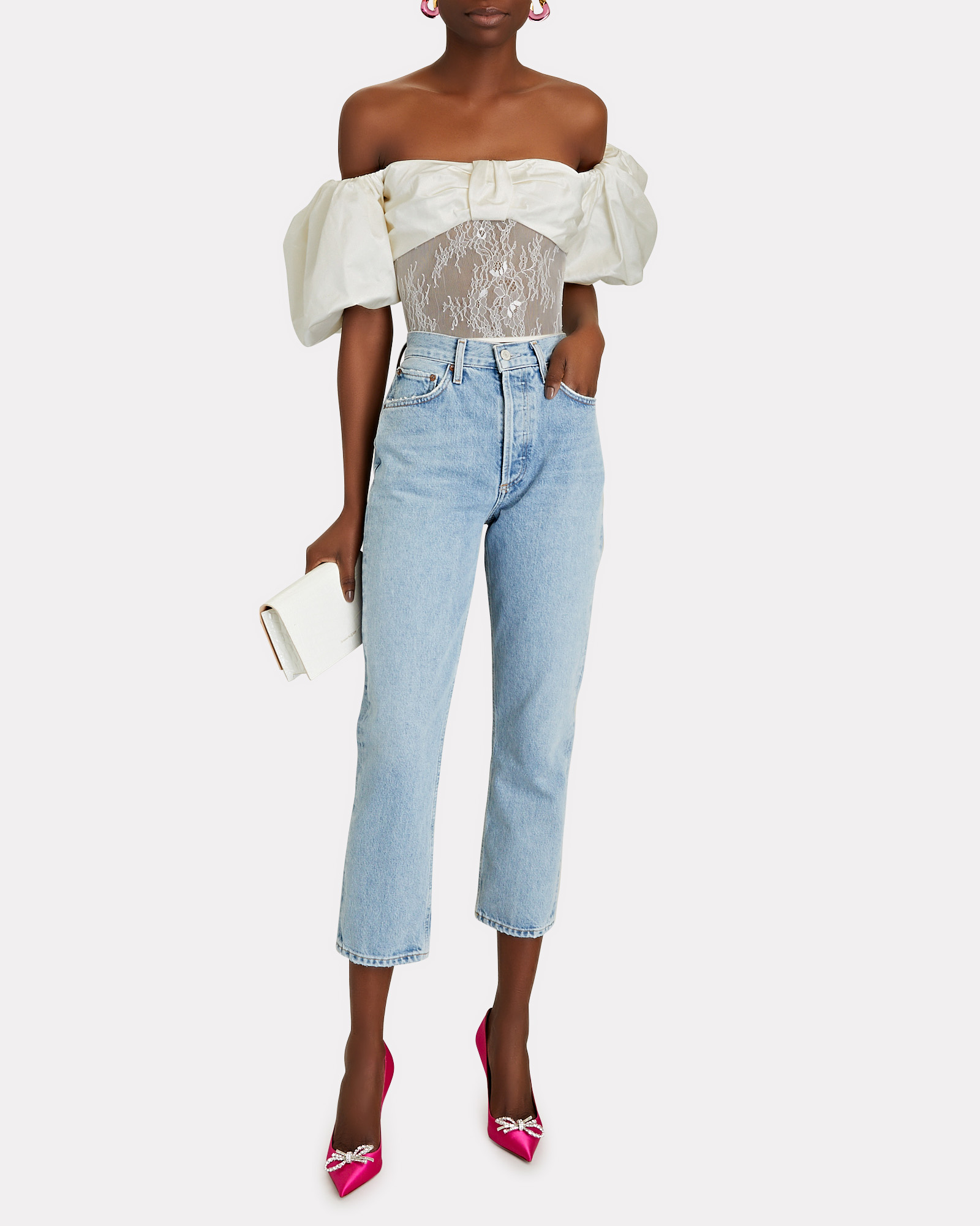 ROZIE CORSETS Off-The-Shoulder Puff Sleeve Corset Top | INTERMIX®